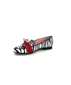 Dansi 5282 Cuir Blanc Noir Rouge*Femme Mocassins