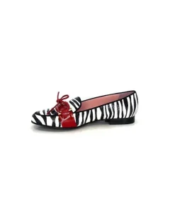 Dansi 5282 Cuir Blanc Noir Rouge*Femme Mocassins