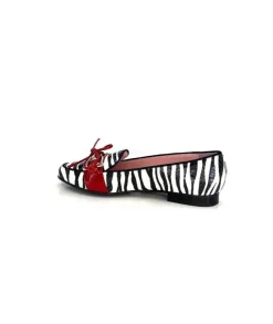 Dansi 5282 Cuir Blanc Noir Rouge*Femme Mocassins