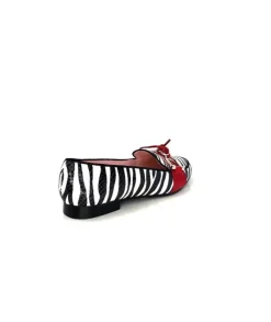 Dansi 5282 Cuir Blanc Noir Rouge*Femme Mocassins