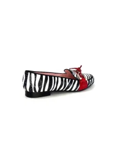 Dansi 5282 Cuir Blanc Noir Rouge*Femme Mocassins
