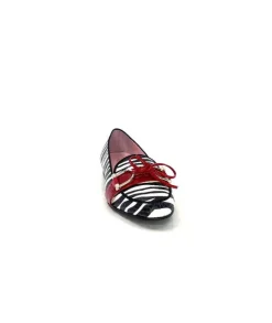 Dansi 5282 Cuir Blanc Noir Rouge*Femme Mocassins