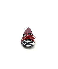 Dansi 5282 Cuir Blanc Noir Rouge*Femme Mocassins