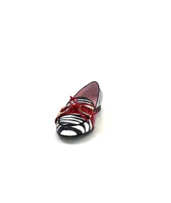 Dansi 5282 Cuir Blanc Noir Rouge*Femme Mocassins