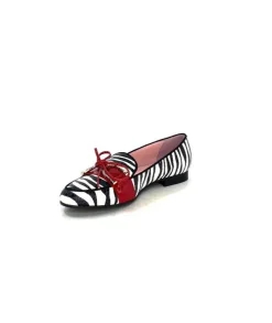 Dansi 5282 Cuir Blanc Noir Rouge*Femme Mocassins