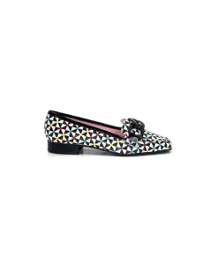 Dansi 5344 Cuir Imprime Blanc Noir Multi*Femme Mocassins