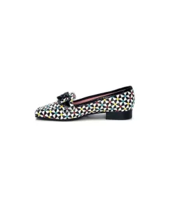 Dansi 5344 Cuir Imprime Blanc Noir Multi*Femme Mocassins