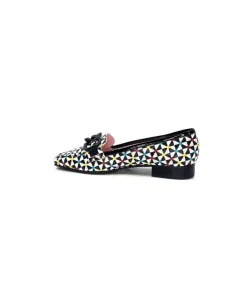Dansi 5344 Cuir Imprime Blanc Noir Multi*Femme Mocassins