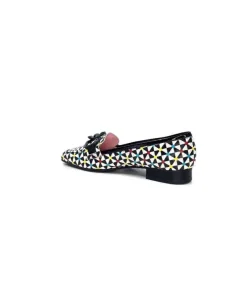 Dansi 5344 Cuir Imprime Blanc Noir Multi*Femme Mocassins