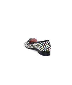 Dansi 5344 Cuir Imprime Blanc Noir Multi*Femme Mocassins