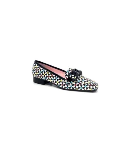 Dansi 5344 Cuir Imprime Blanc Noir Multi*Femme Mocassins
