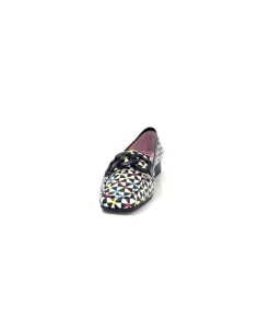 Dansi 5344 Cuir Imprime Blanc Noir Multi*Femme Mocassins