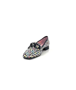 Dansi 5344 Cuir Imprime Blanc Noir Multi*Femme Mocassins