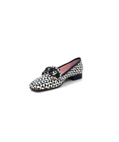 Dansi 5344 Cuir Imprime Blanc Noir Multi*Femme Mocassins
