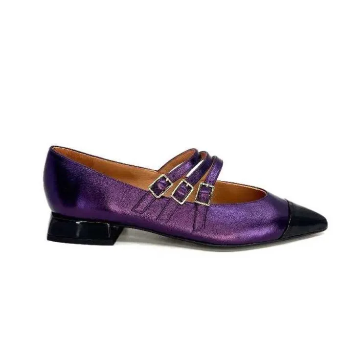 Dansi 5702 Cuir Metallique Violet*Femme Ballerines