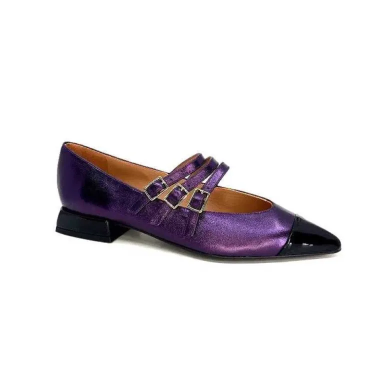 Dansi 5702 Cuir Metallique Violet*Femme Ballerines