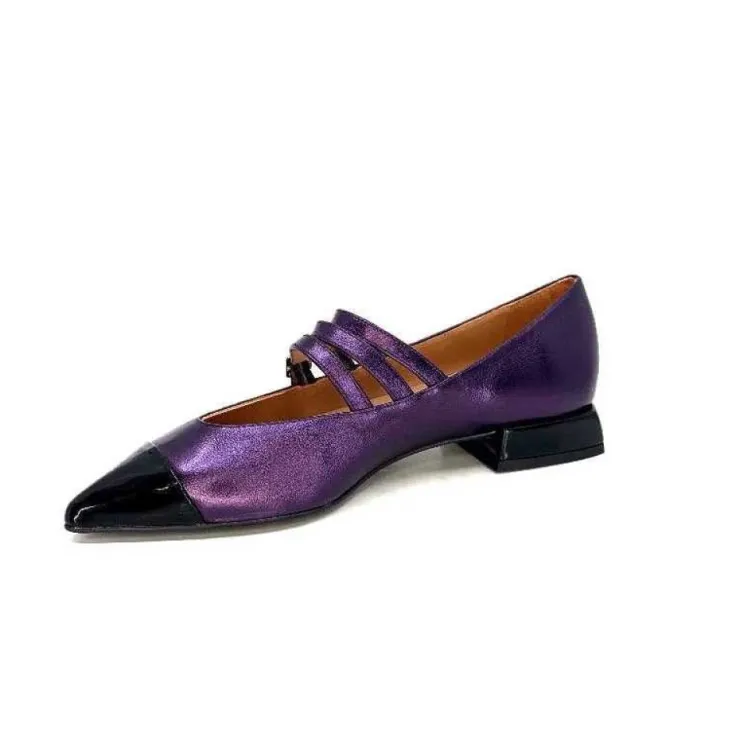 Dansi 5702 Cuir Metallique Violet*Femme Ballerines
