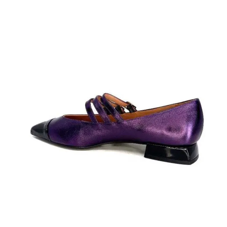 Dansi 5702 Cuir Metallique Violet*Femme Ballerines