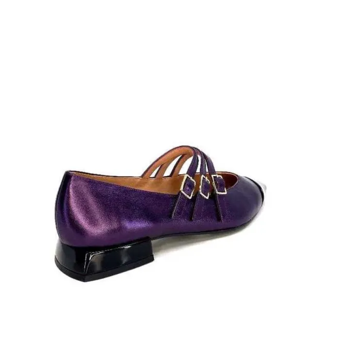 Dansi 5702 Cuir Metallique Violet*Femme Ballerines