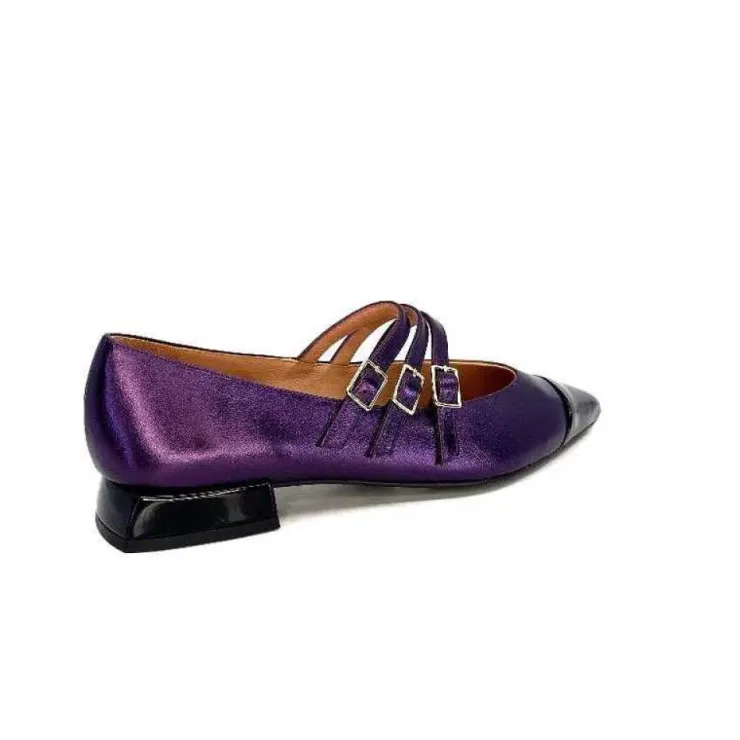 Dansi 5702 Cuir Metallique Violet*Femme Ballerines
