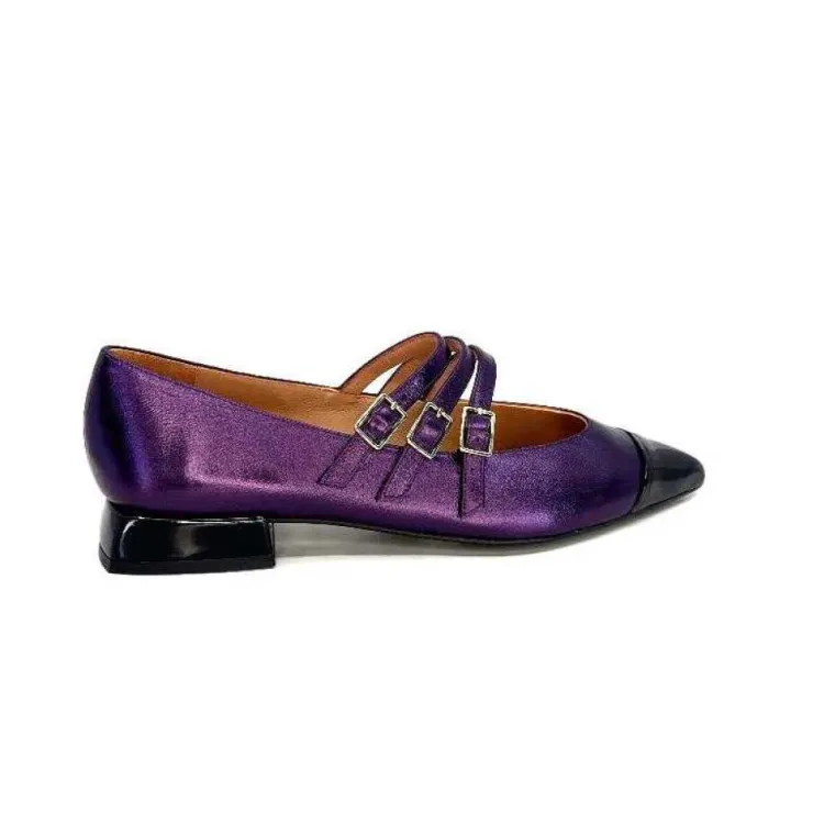 Dansi 5702 Cuir Metallique Violet*Femme Ballerines