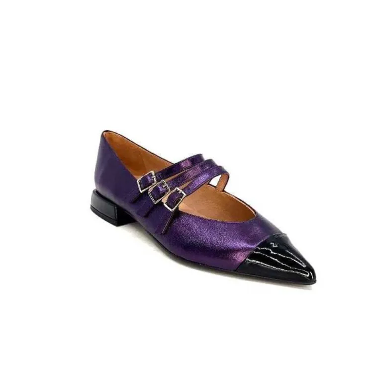 Dansi 5702 Cuir Metallique Violet*Femme Ballerines