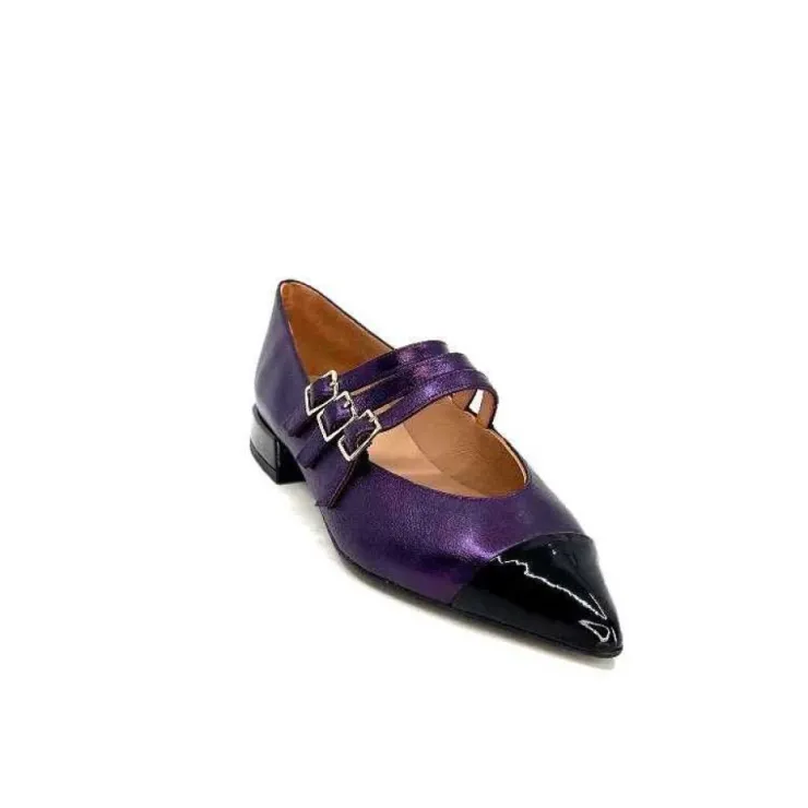 Dansi 5702 Cuir Metallique Violet*Femme Ballerines