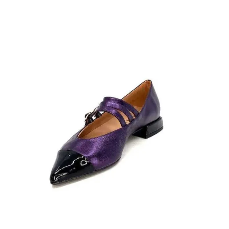 Dansi 5702 Cuir Metallique Violet*Femme Ballerines