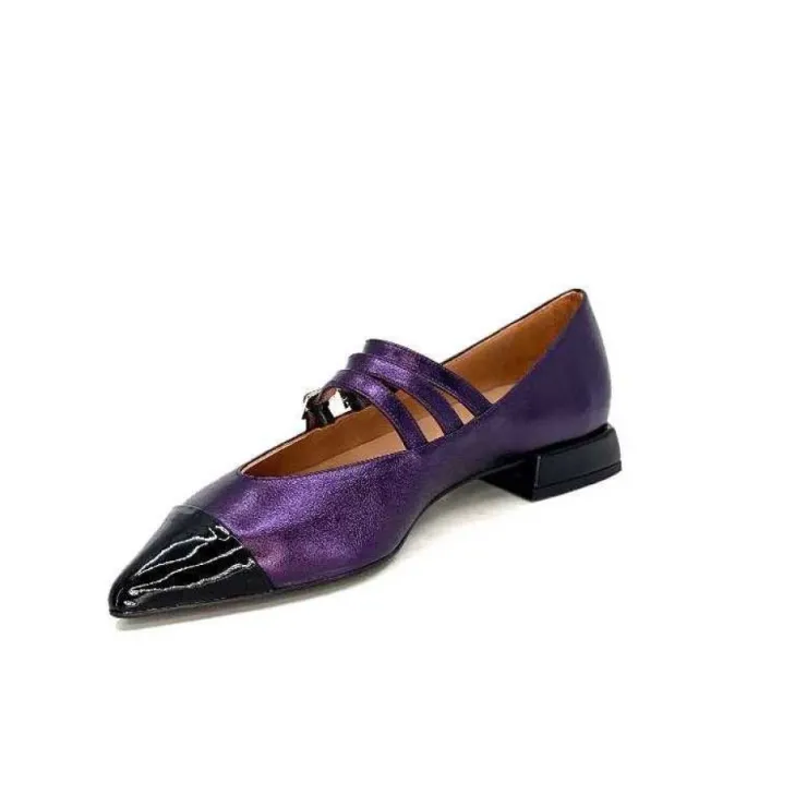 Dansi 5702 Cuir Metallique Violet*Femme Ballerines