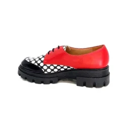 Dansi 5781 Cuir Noir - Rouge Imprime Blanc*Femme Lacets