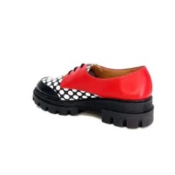 Dansi 5781 Cuir Noir - Rouge Imprime Blanc*Femme Lacets