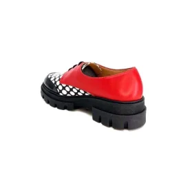 Dansi 5781 Cuir Noir - Rouge Imprime Blanc*Femme Lacets