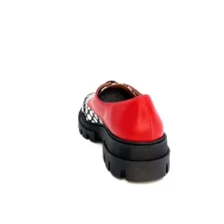 Dansi 5781 Cuir Noir - Rouge Imprime Blanc*Femme Lacets