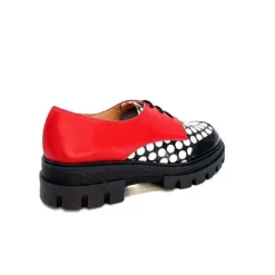 Dansi 5781 Cuir Noir - Rouge Imprime Blanc*Femme Lacets
