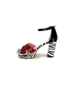 Dansi 5581 Cuir Noir Blanc Rouge*Femme Sandales