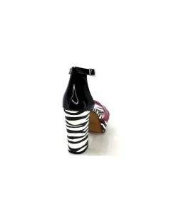 Dansi 5581 Cuir Noir Blanc Rouge*Femme Sandales
