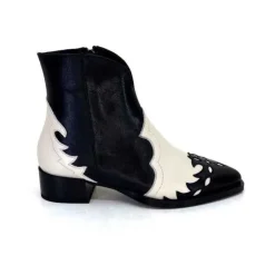 Dansi 5904 Cuir Noir Et Blanc*Femme Santiags