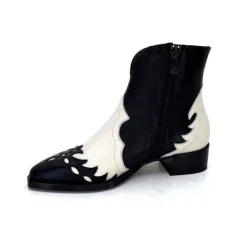 Dansi 5904 Cuir Noir Et Blanc*Femme Santiags