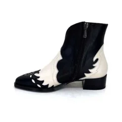 Dansi 5904 Cuir Noir Et Blanc*Femme Santiags