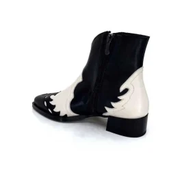 Dansi 5904 Cuir Noir Et Blanc*Femme Santiags