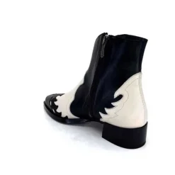Dansi 5904 Cuir Noir Et Blanc*Femme Santiags
