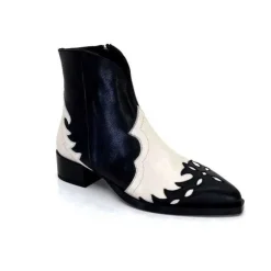 Dansi 5904 Cuir Noir Et Blanc*Femme Santiags