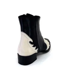 Dansi 5904 Cuir Noir Et Blanc*Femme Santiags