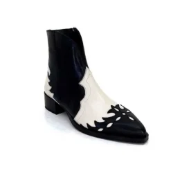 Dansi 5904 Cuir Noir Et Blanc*Femme Santiags