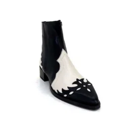 Dansi 5904 Cuir Noir Et Blanc*Femme Santiags