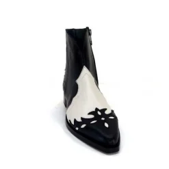 Dansi 5904 Cuir Noir Et Blanc*Femme Santiags