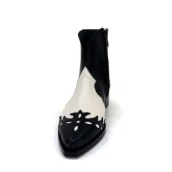 Dansi 5904 Cuir Noir Et Blanc*Femme Santiags