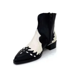 Dansi 5904 Cuir Noir Et Blanc*Femme Santiags