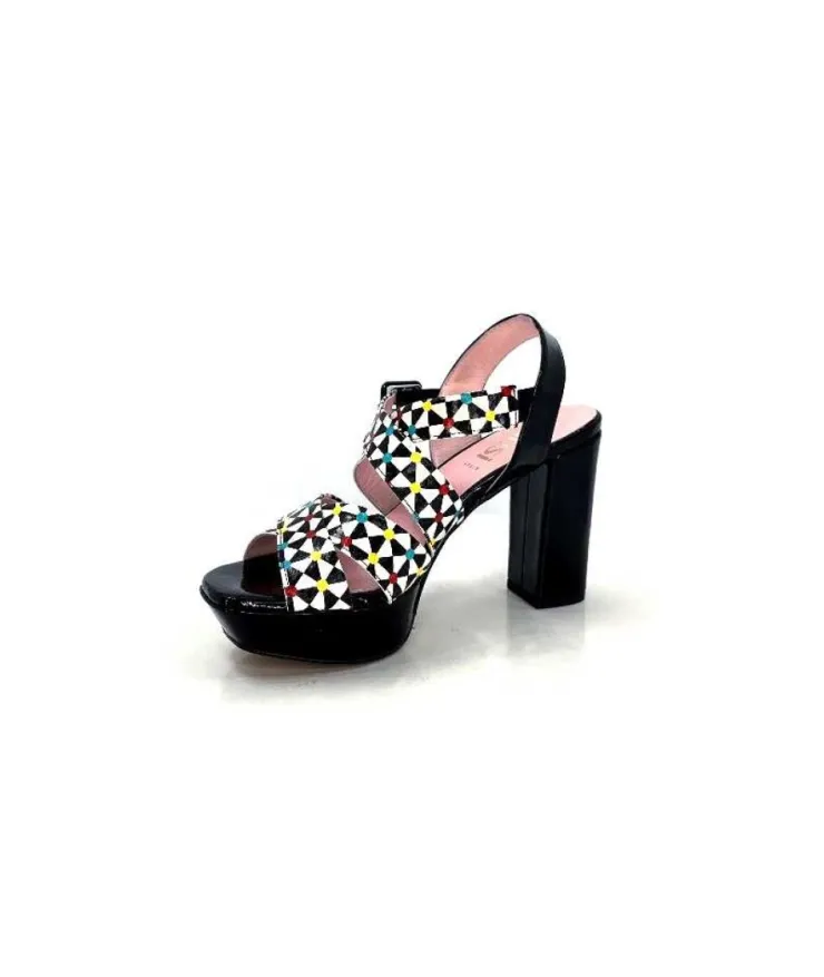 Dansi 5580 Duma Cuir Noir Multi*Femme Sandales