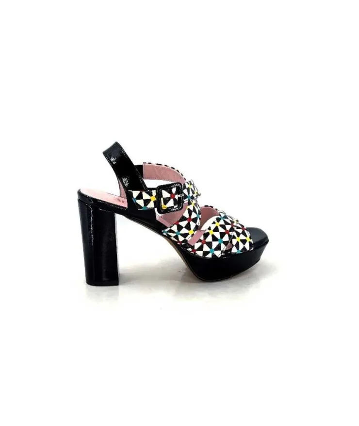 Dansi 5580 Duma Cuir Noir Multi*Femme Sandales